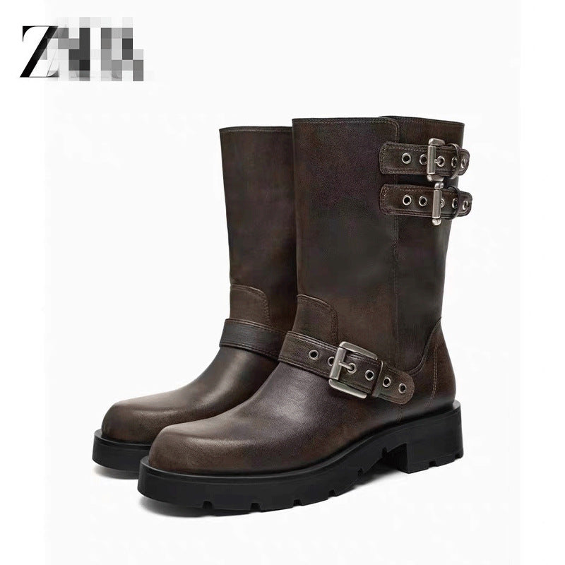 Women's & Men's Decoration Motorcycle Knight Retro Style Flat Men's Shoes