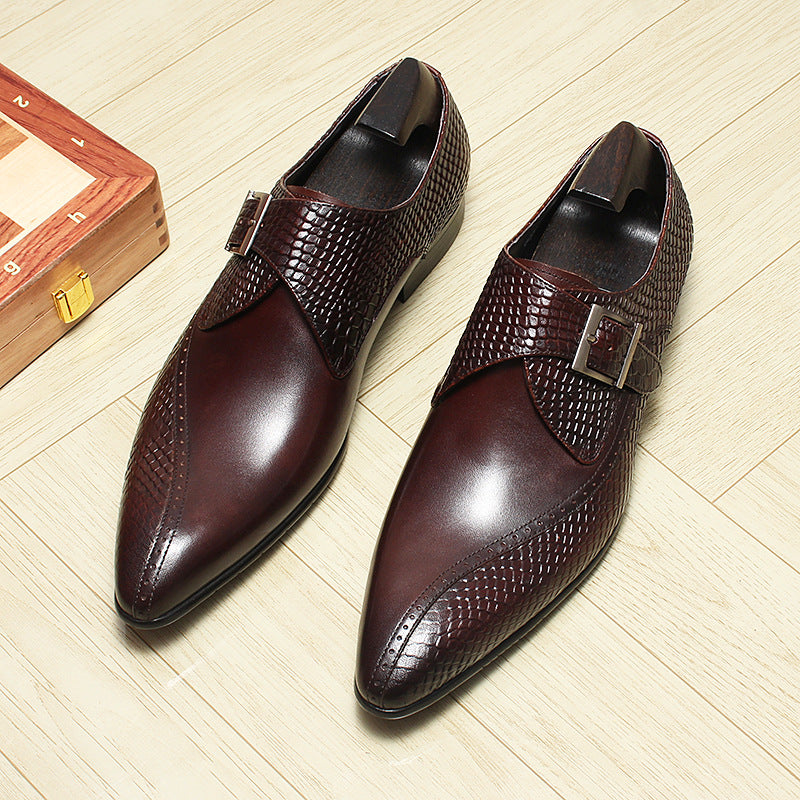 Men's Buckle European Fashion Formal Wear British Pointed Monk Men's Shoes
