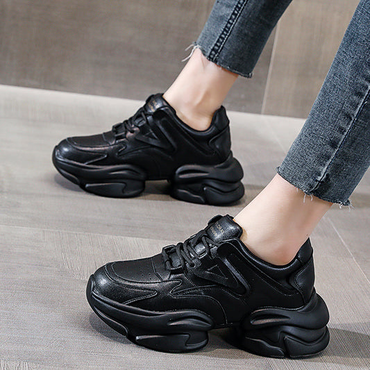 Women's & Men's Dad Fashionable Platform White Height Increasing Sneakers