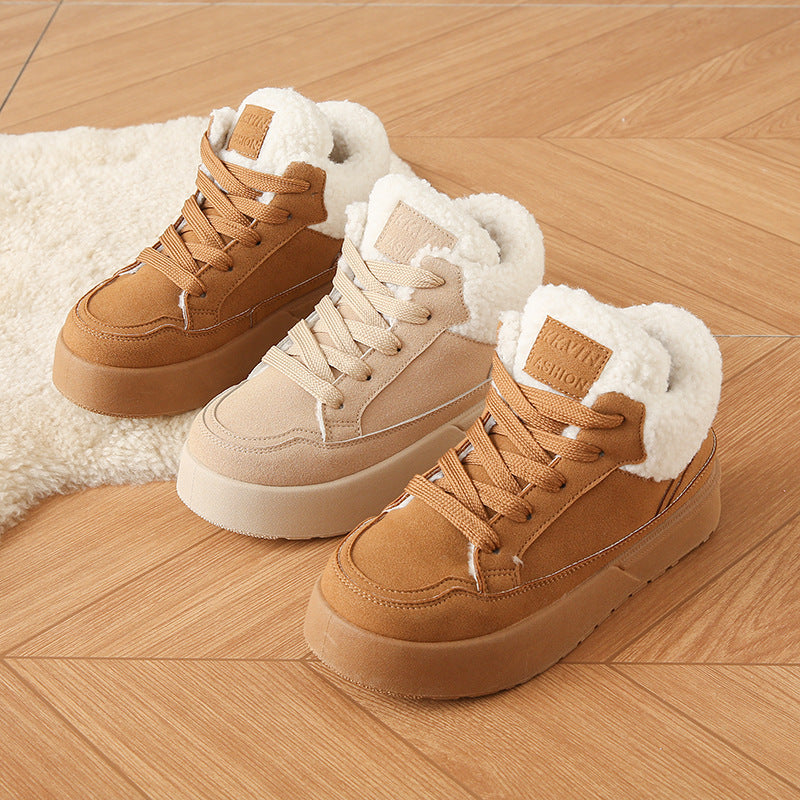 Fleece-lined Female Winter Korean Warm Cotton Casual Shoes