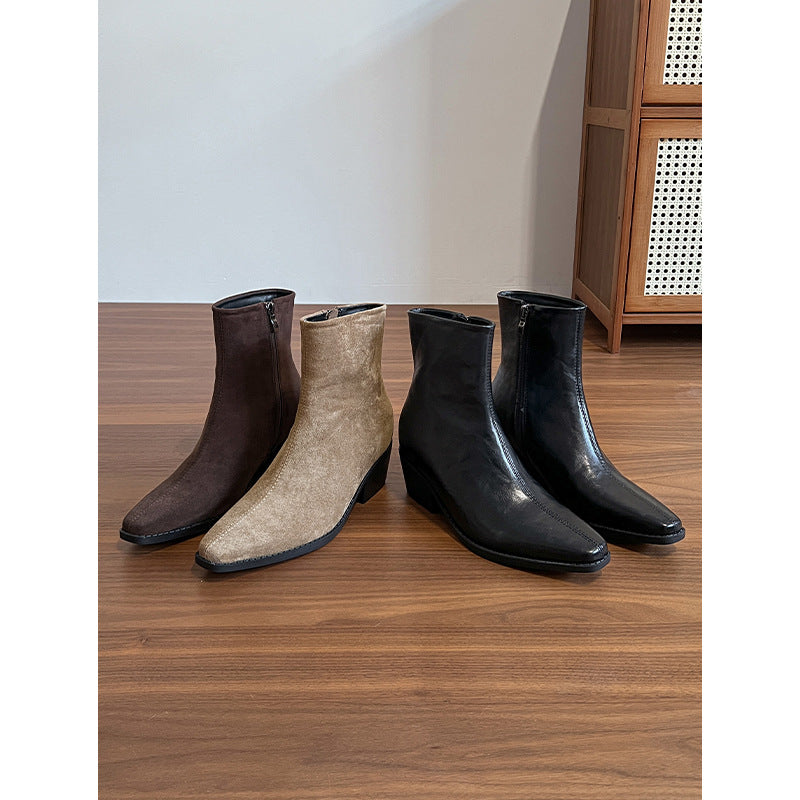 Height Increasing Insole Booties Female Chunky Ankle Boots