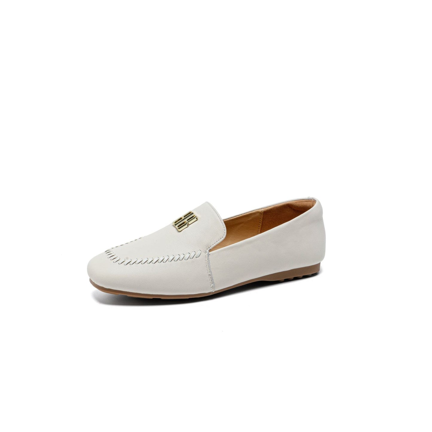 Women's Sheepskin Spring Genuine Flat Metal Buckle Loafers