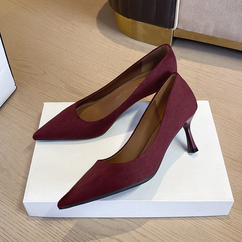 Women's Pointed High Stiletto Pumps Pure Color Not Tired Heels