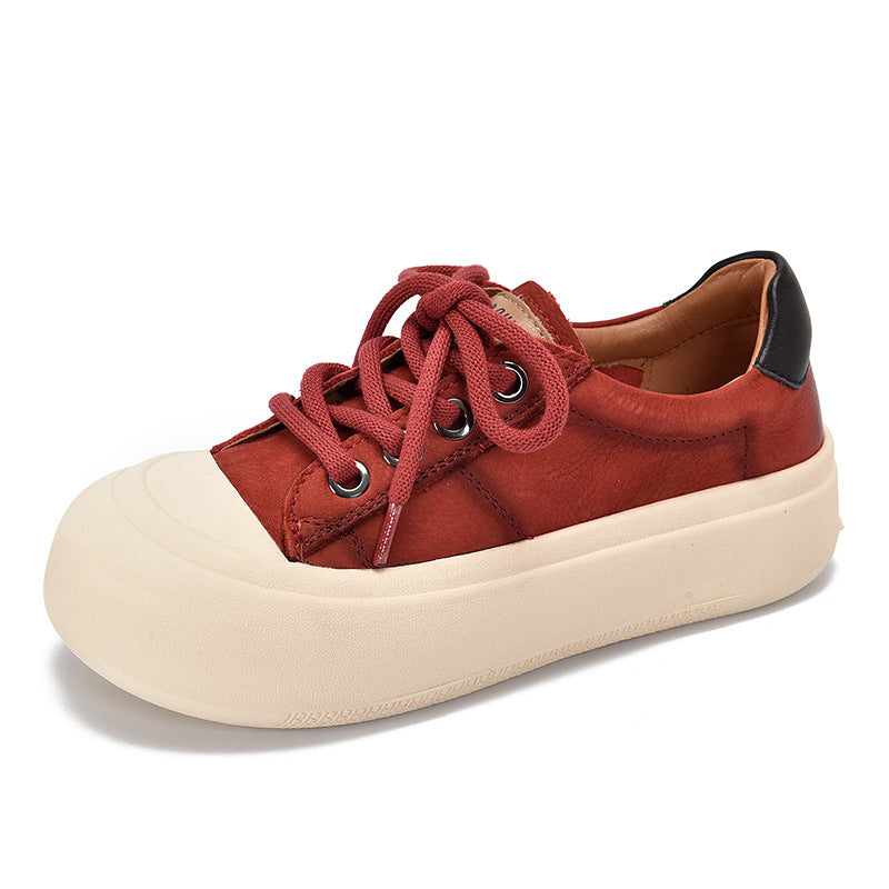 Women's Pumps Spring Paragraph In Red Low Top Large Round Heels
