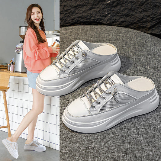 Women's Wear Closed Toe Half Summer Transparent Mesh Lightweight Slip-on Lofter Slippers