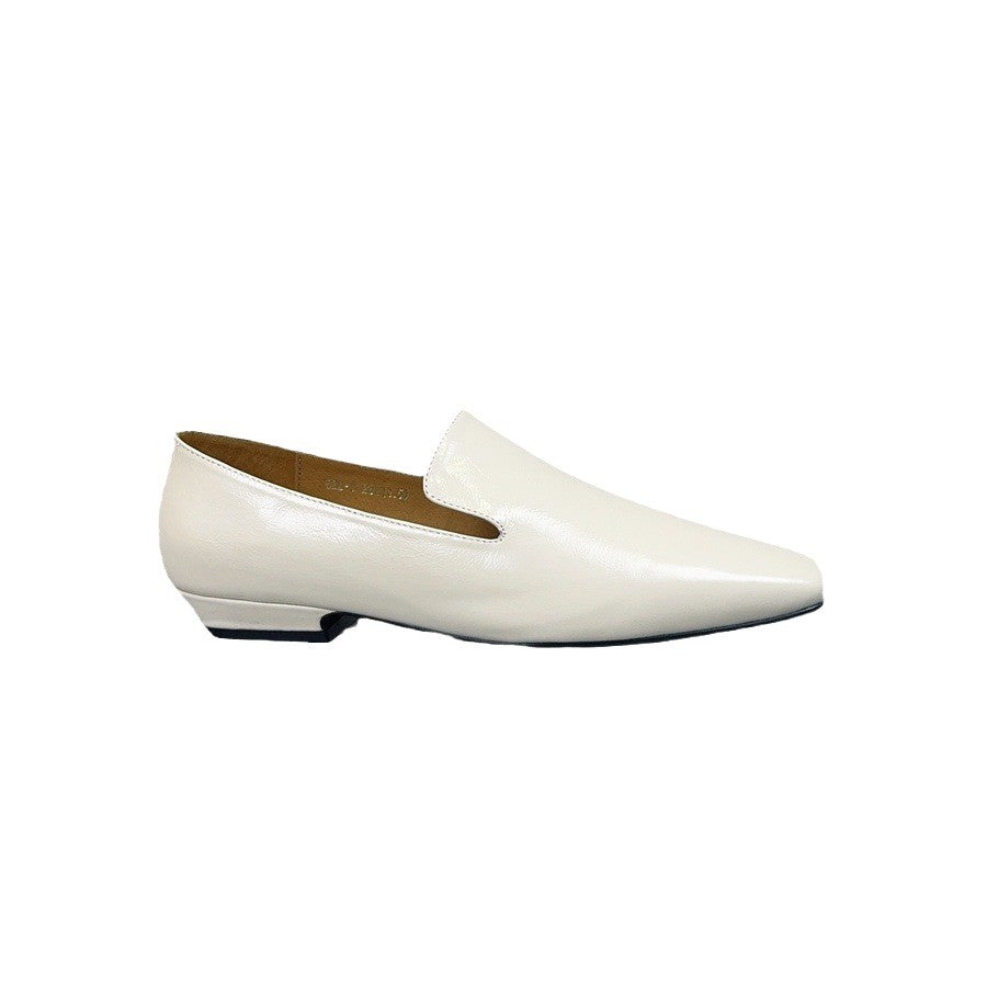 Women's Spring Cowhide Square Toe Flat Authentic Loafers