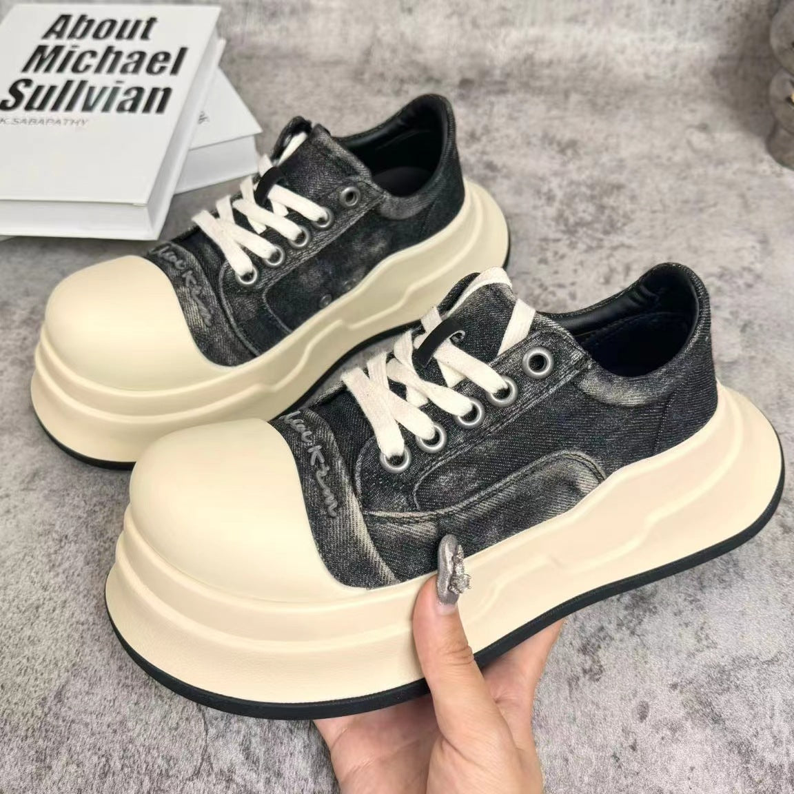 Women's Mickey Big Head American Retro Platform Height Sneakers