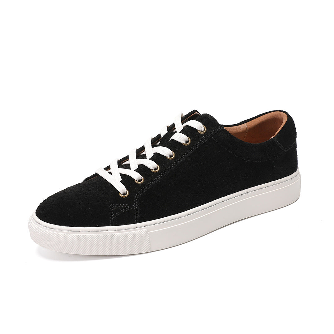 Men's Genuine Gray Sports Suede Solid Color Classic Matte Breathable Travel Casual Shoes