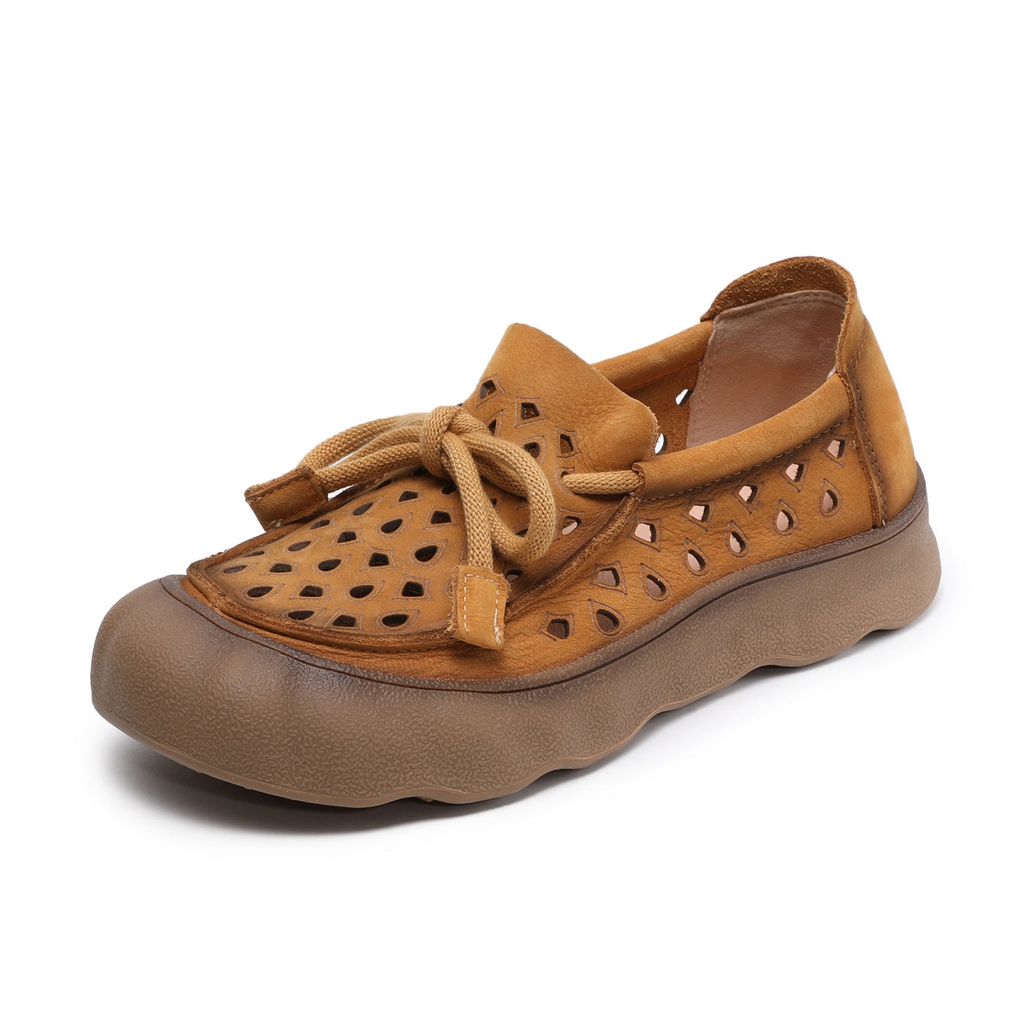 Women's First Layer Cowhide Retro Hole Hollow Breathable Women's Casual Shoes