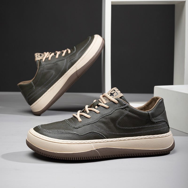 Men's British Style Head Tilt Small Soft Bottom Breathable Autumn Cowhide Men's Board Shoes