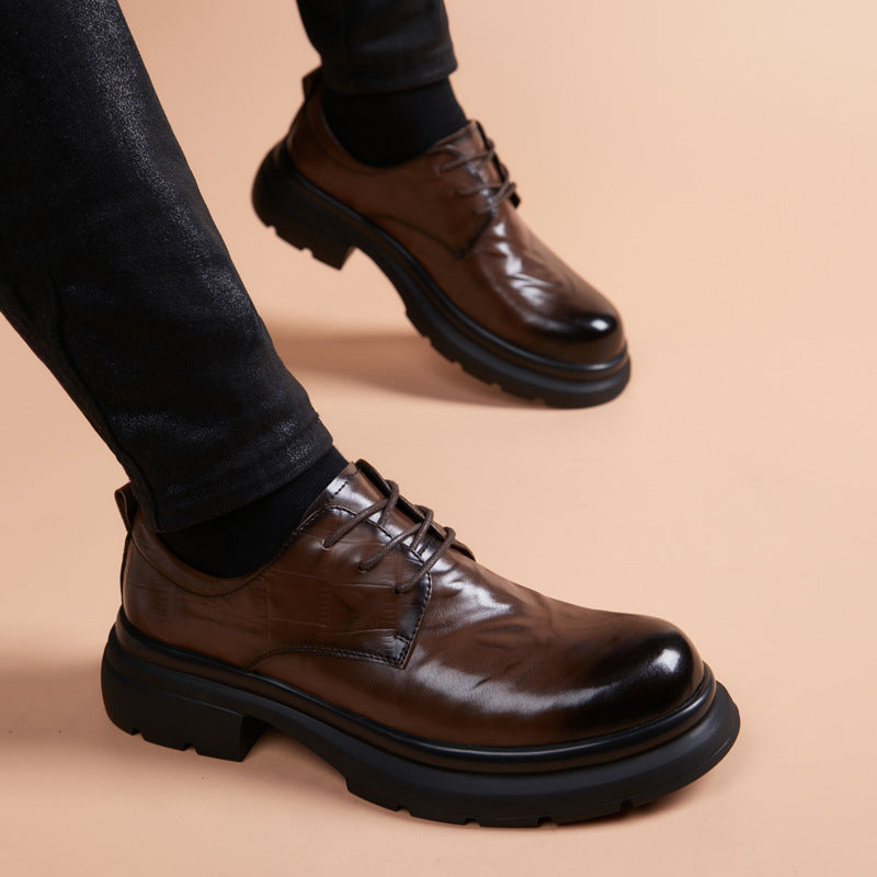Men's British Style Trendy Formal Wear Wedding Elevator Wild Leather Shoes