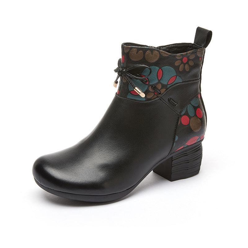 Women's Winter Warm Booties First Layer Cowhide Boots