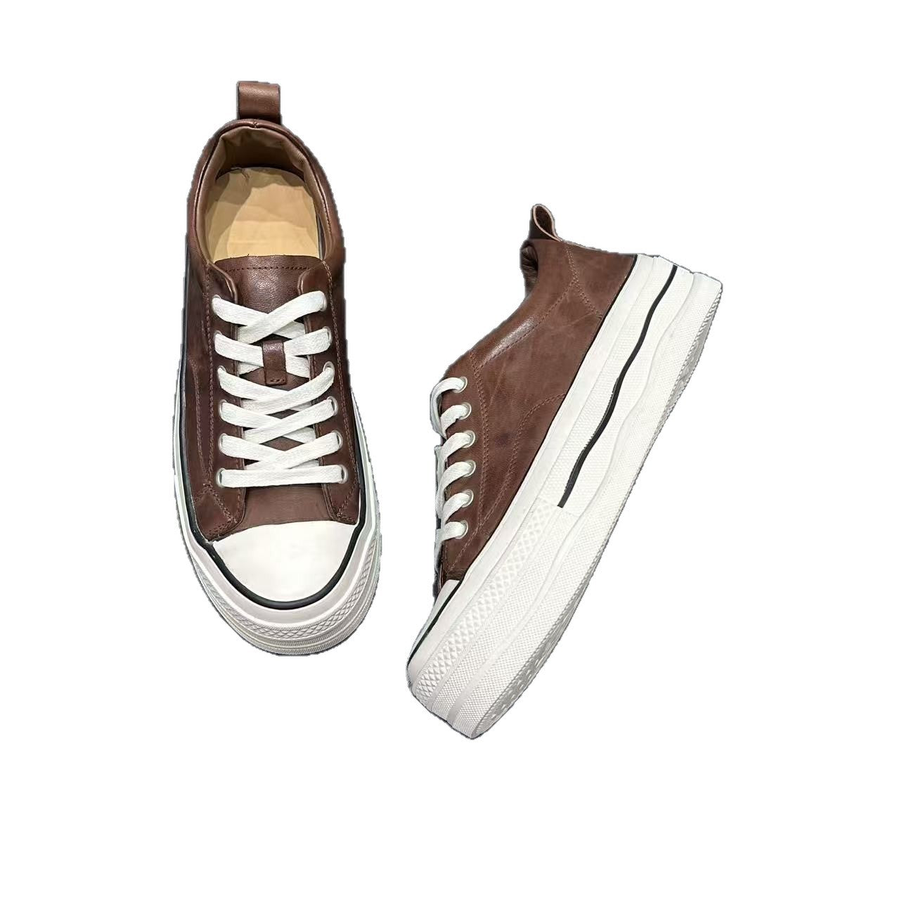 Women's Platform Classic Style Increased Lace Up Round Toe Women's Board Shoes