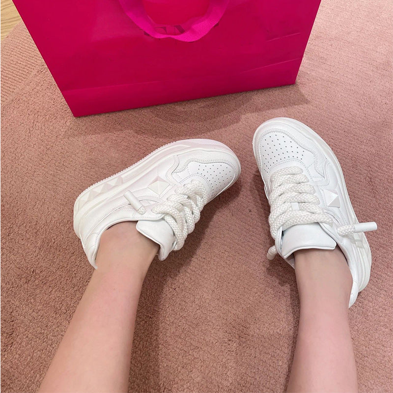 Women's & Men's Home Rivet Thick Bottom Heightened Easy Casual Shoes