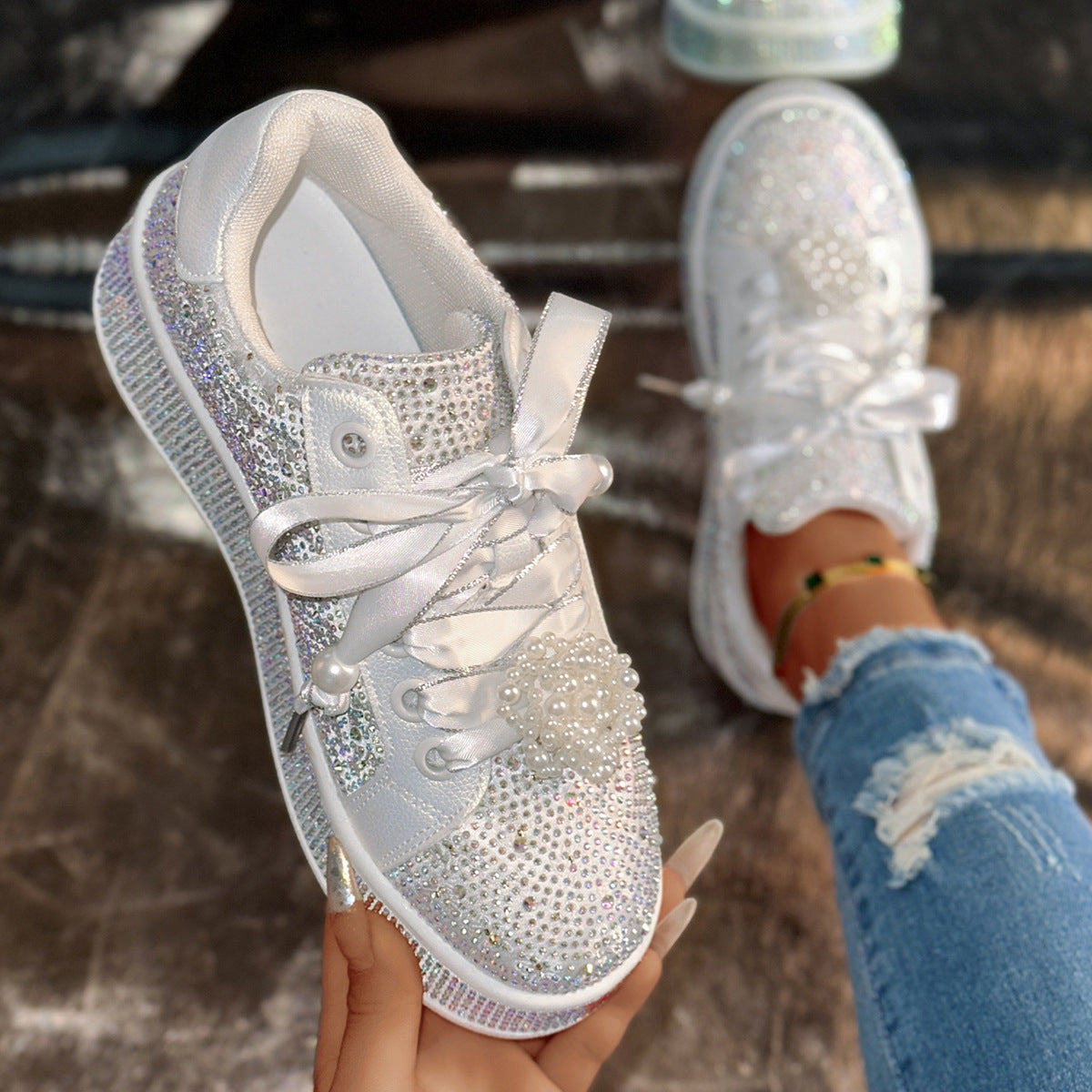 Women's Large Size Starry Rhinestone Spring Board Women's Shoes