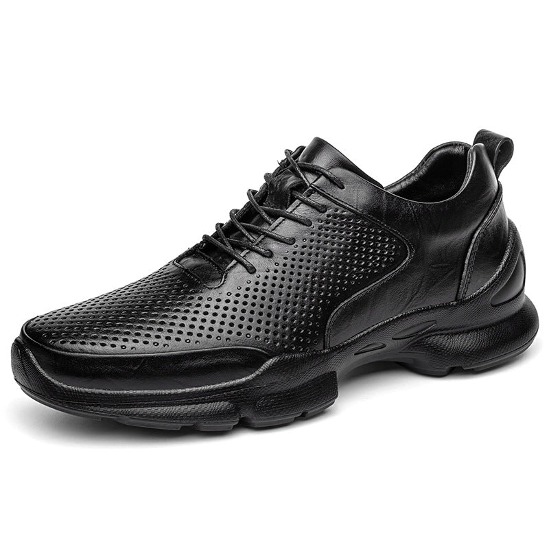 Men's Increasing Sports Summer Hollow Breathable Full Grain Cowhide Men's Shoes