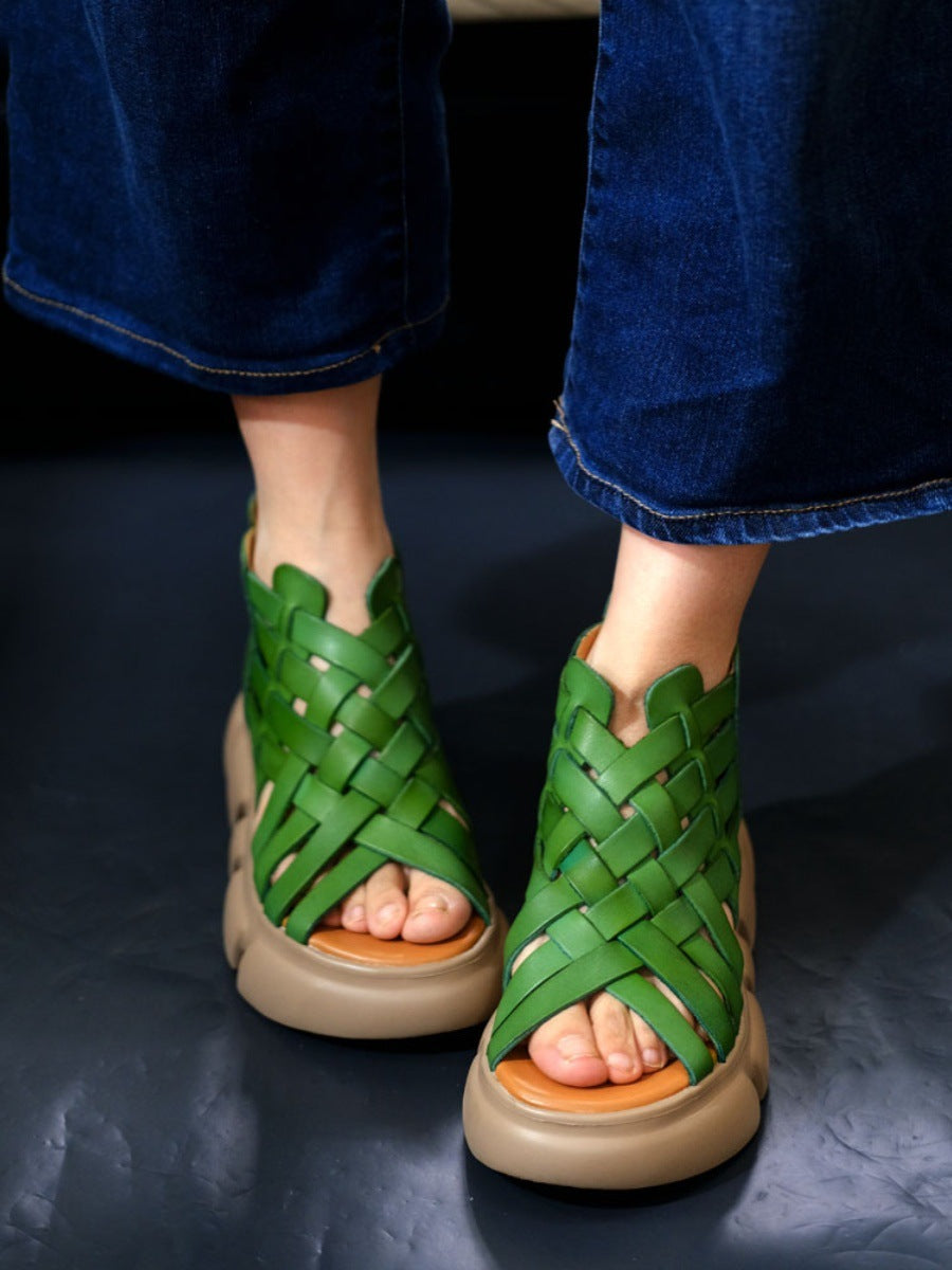 Women's High-quality Soft Roman Summer Woven High Heels