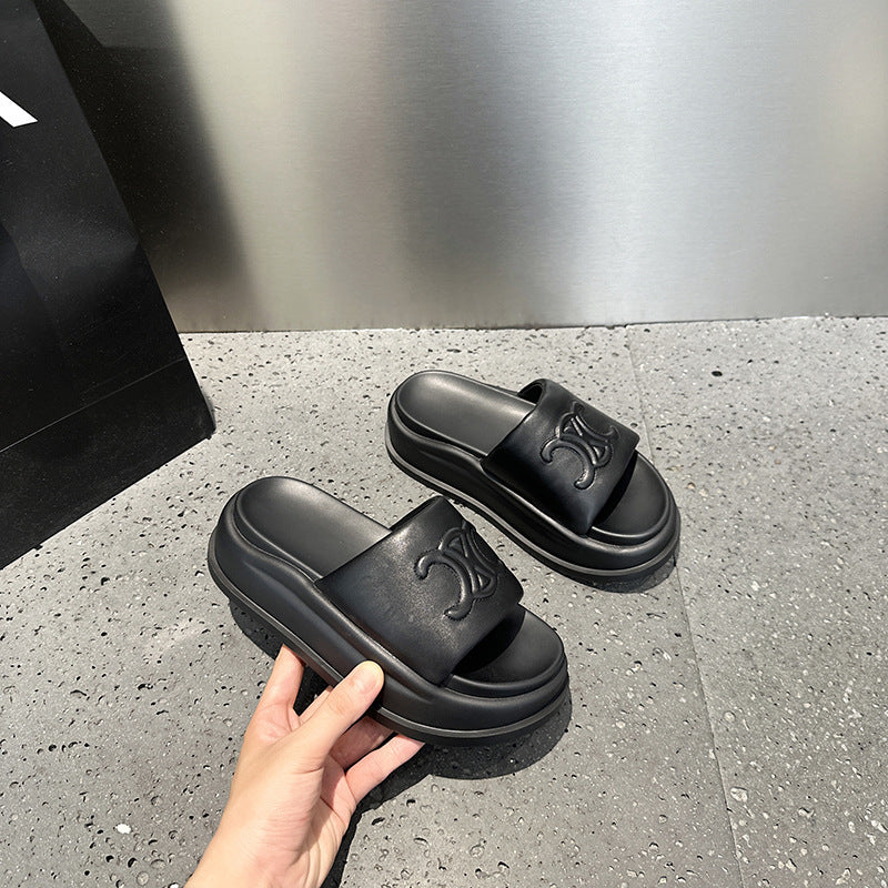 Women's Summer Outdoor Thick Bottom Fashion Velcro Word Thick-soles Slippers