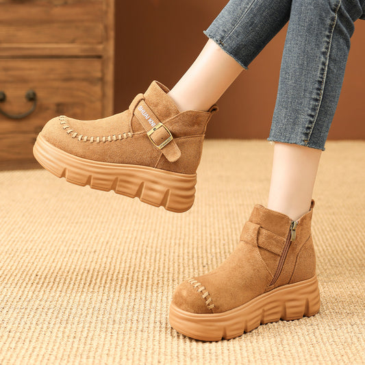 Women's Platform Martin British Style Retro Heighten Women's Cotton Shoes