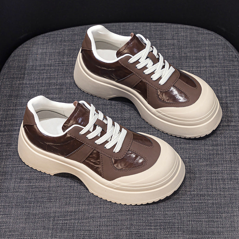 Women's White Korean Height Increasing Lazy Clunky For Women's Sports Shoes