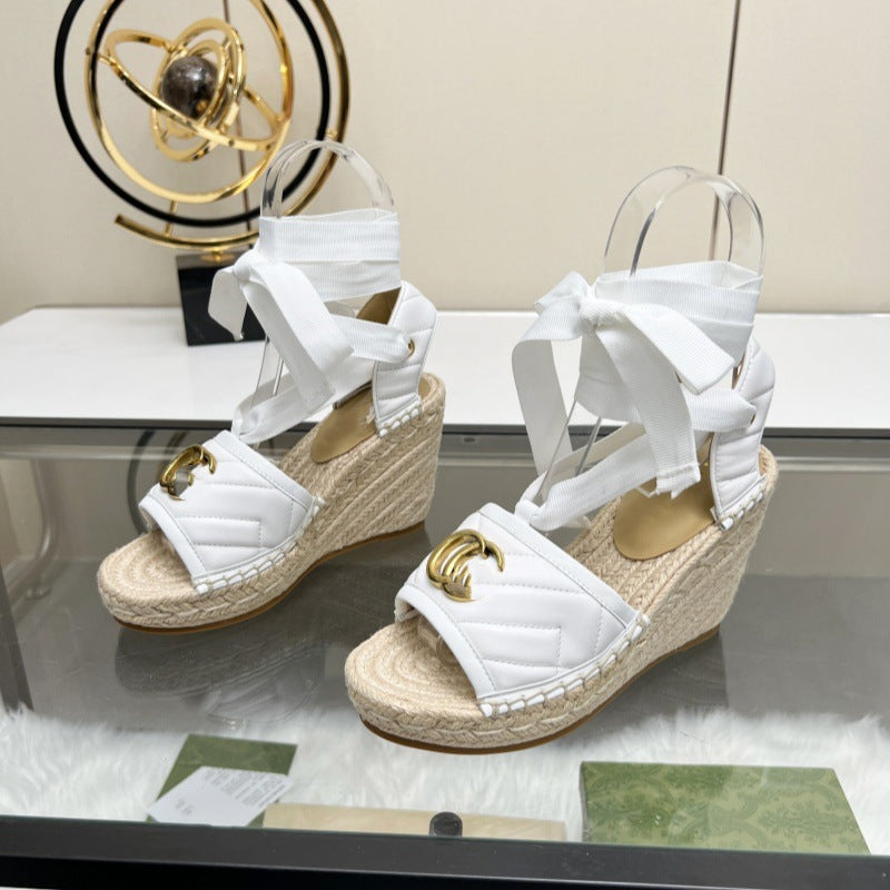 Women's Nigeria Wedge Hemp Rope Trendy Flat Slippers