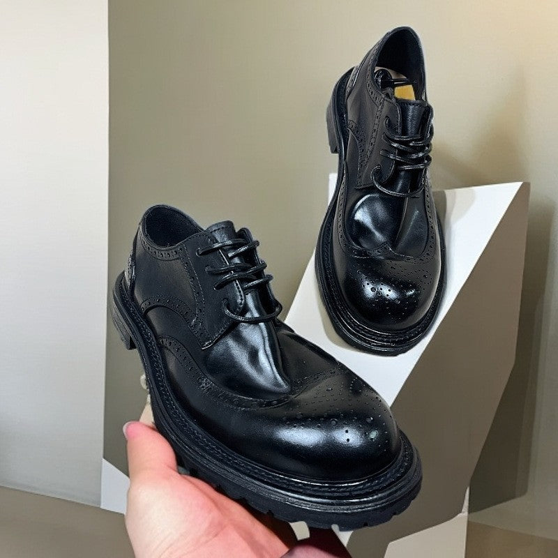 Men's Formal Wear Brogue Carved Good Year Cow Outsole Cowhide Inner Men's Business Leather Shoes