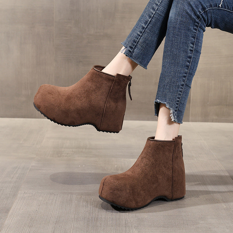 Women's Thick-soled Vintage Fleece-lined Martin Fashionable Ankle Women's Leather Boots