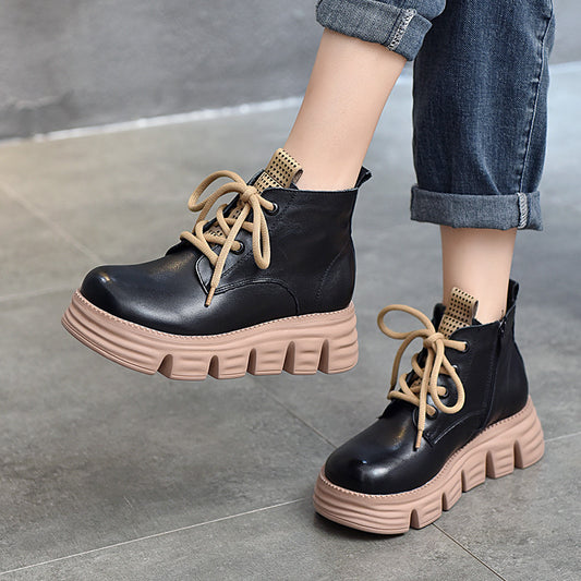 Women's Activity Price Platform First Layer Cowhide Boots