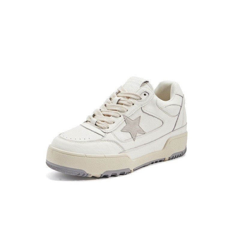 Women's Retro White Spring Breathable Sports Thick Women's Casual Shoes