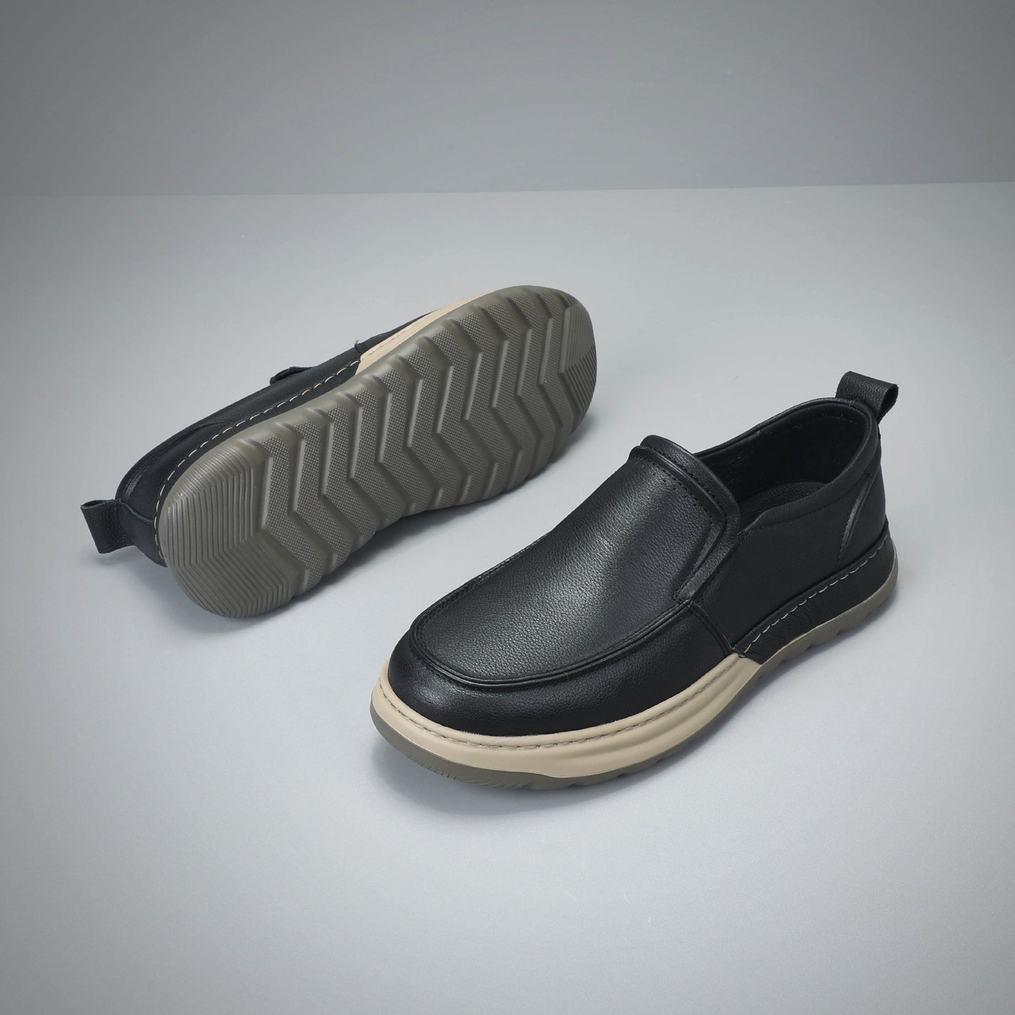 Men's One Pedal Spring Flat Green Genuine Slip-on Beanie Lightweight Soft Men's Casual Leather Shoes