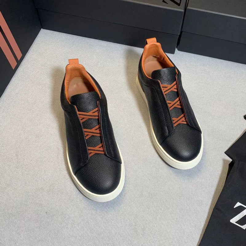 Men's Genia Top Layer Cowhide Slip-on Genuine Luxury Deerskin Men's Casual Leather Shoes