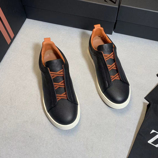 Men's Genia Top Layer Cowhide Slip-on Genuine Luxury Deerskin Men's Casual Leather Shoes