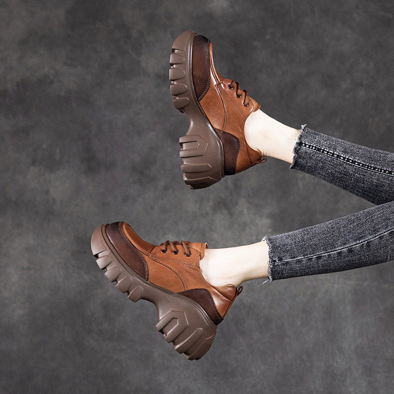 Women's Cowhide Autumn Genuine Korean Style Platform Casual Shoes