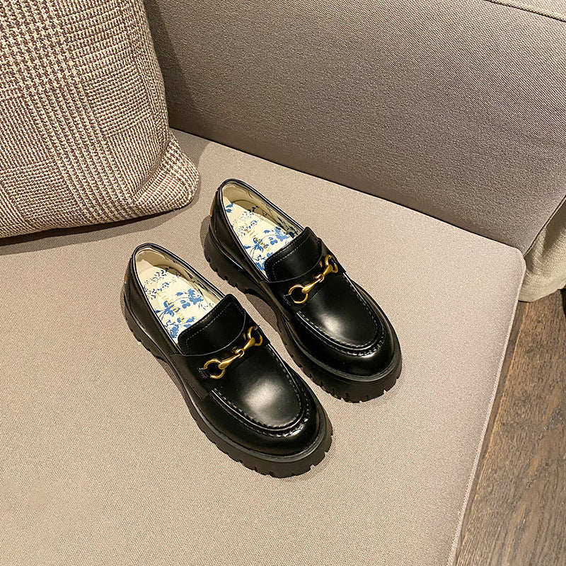 Women's Mini Little Bee Mary Jane Platform Thick Bottom British Loafers