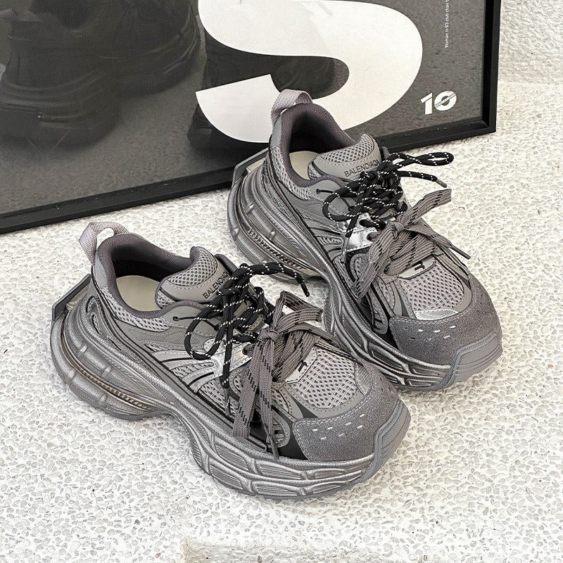Women's Clunky Thick Bottom Height Increasing Small Slim Fit Spring Sneakers