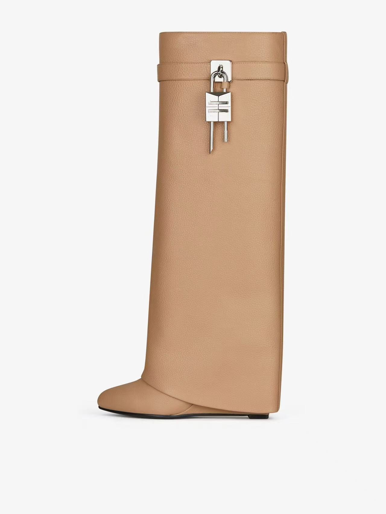 Large Tube Circumference Round Head Long Canister Metal Lock Catch Women's Leather Boots