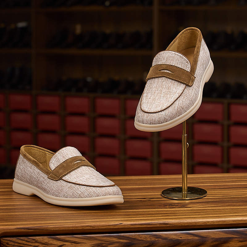 Men's Vintage Linen Stitching Penny Commute Leisure Slip-on Shallow Mouth Loafers/doug Shoes