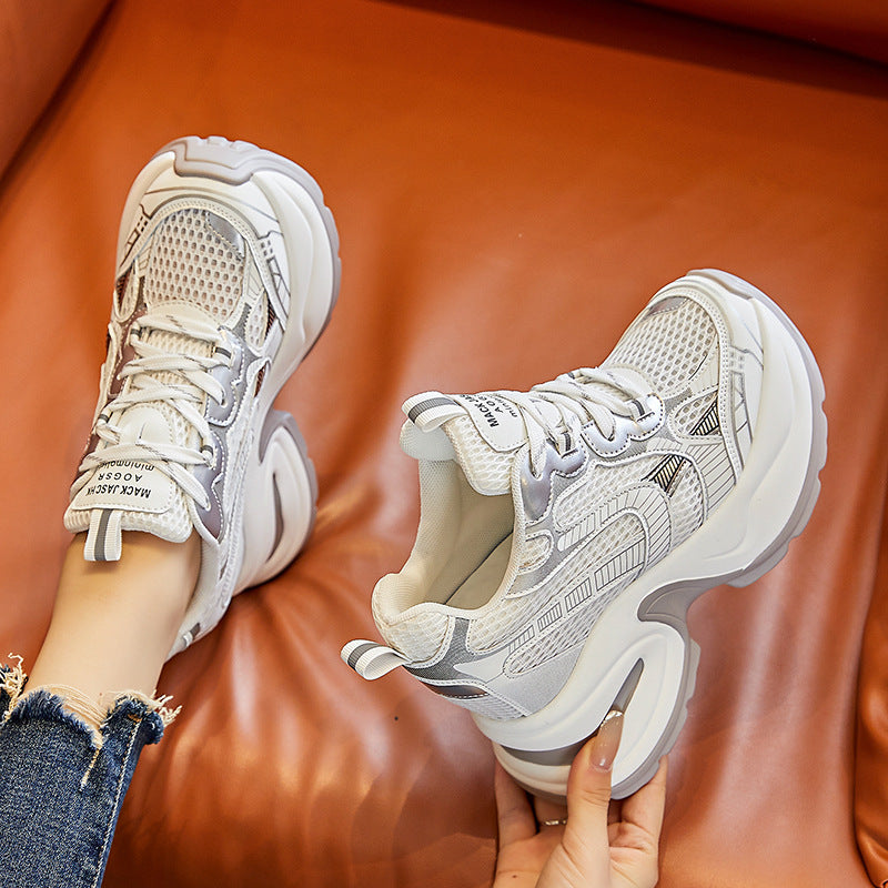 Women's Increasing Insole Breathable Clunky Platform Mesh Men's Shoes