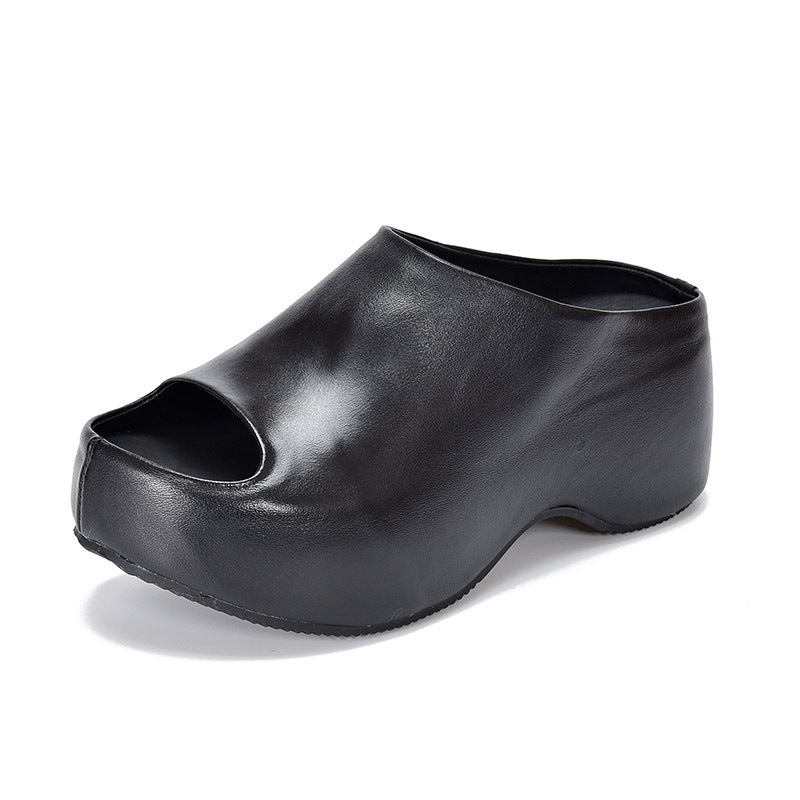 Thick-soled Peep Toe Outdoor Fashionable Bag Thick-soles Slippers