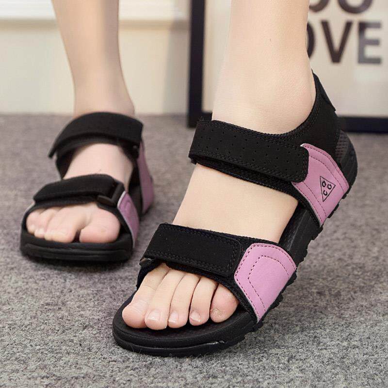 Women's Moms Summer Soft Bottom Flat Grandma Vietnam Large Size Velcro High Heeled Sandals