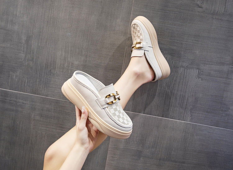 Women's Wear White Thick Bottom Height Increasing Slippers