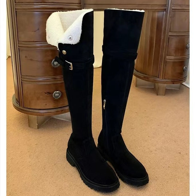 Women's Knee Knight Thick Bottom Fleece-lined Long Snow Boots