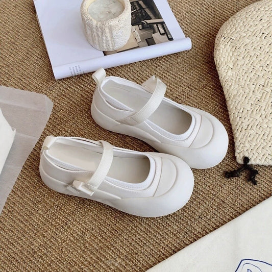 Women's Mary Jane Platform White Round Toe Shallow Mouth Women's Casual Shoes