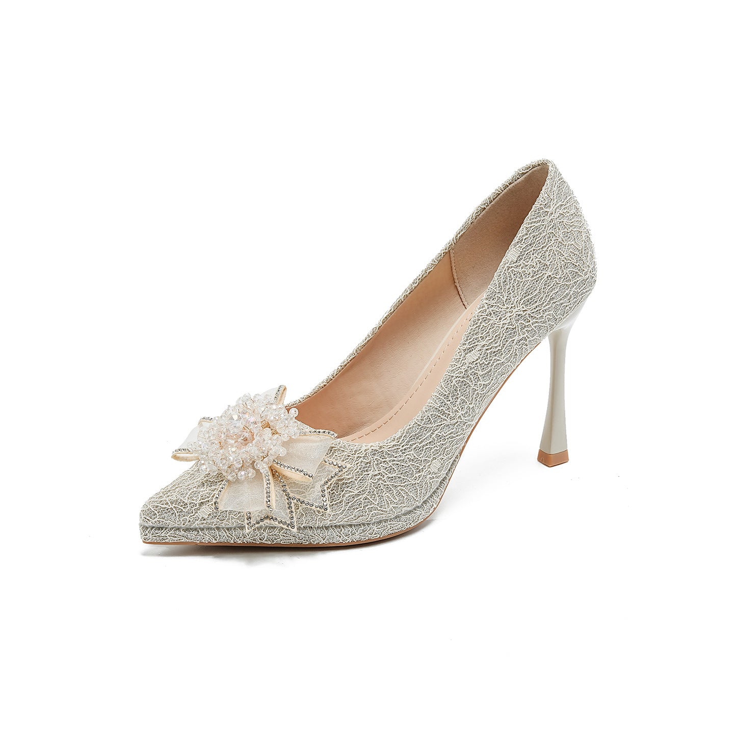 Women's French Champagne Crystal Flowers Niche Banquet Luxury Women's Fashion Shoes