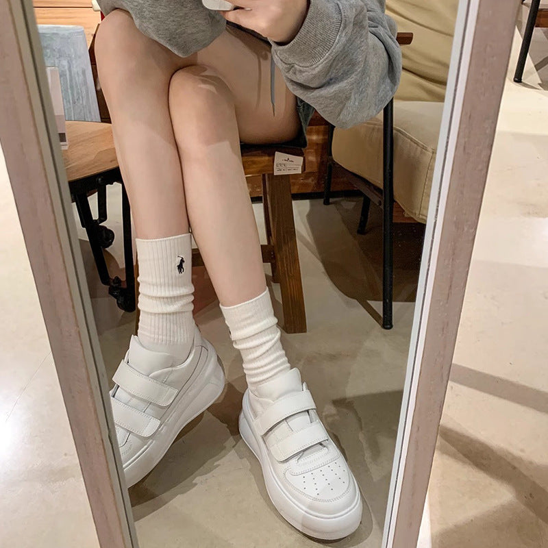 Su Small Thick Bottom Smiley Face Velcro Women's Casual Shoes