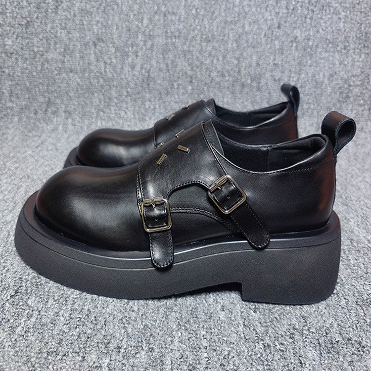 Women's Platform Round Head Slip-on Small British Style Loafers