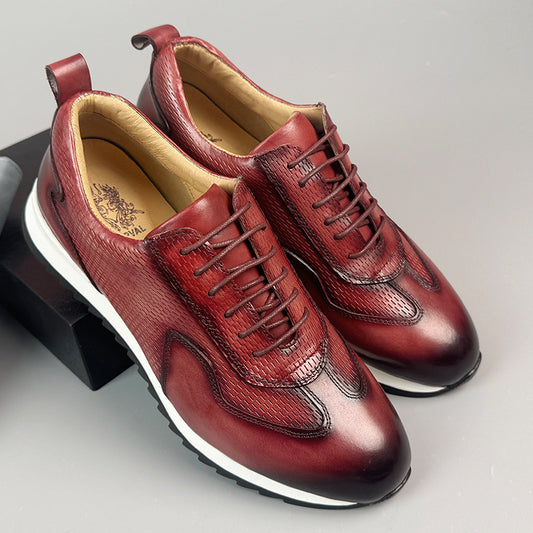 Men's First Layer Cowhide Business British Style Genuine German Training Height Leather Shoes