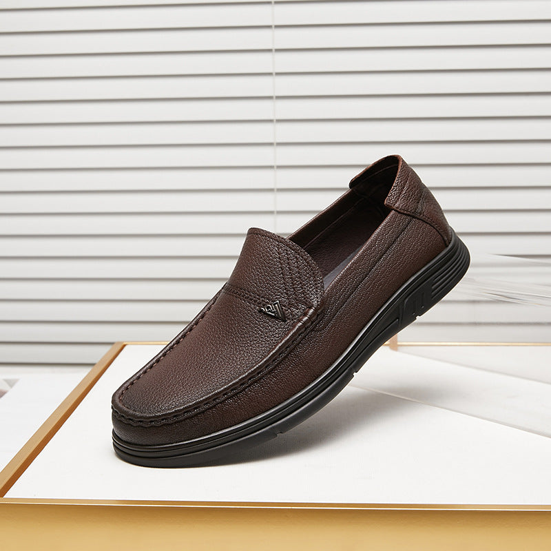 Men's Lightweight Comfortable Small Milled Cowhide Autumn Slip-on Men's Casual Shoes