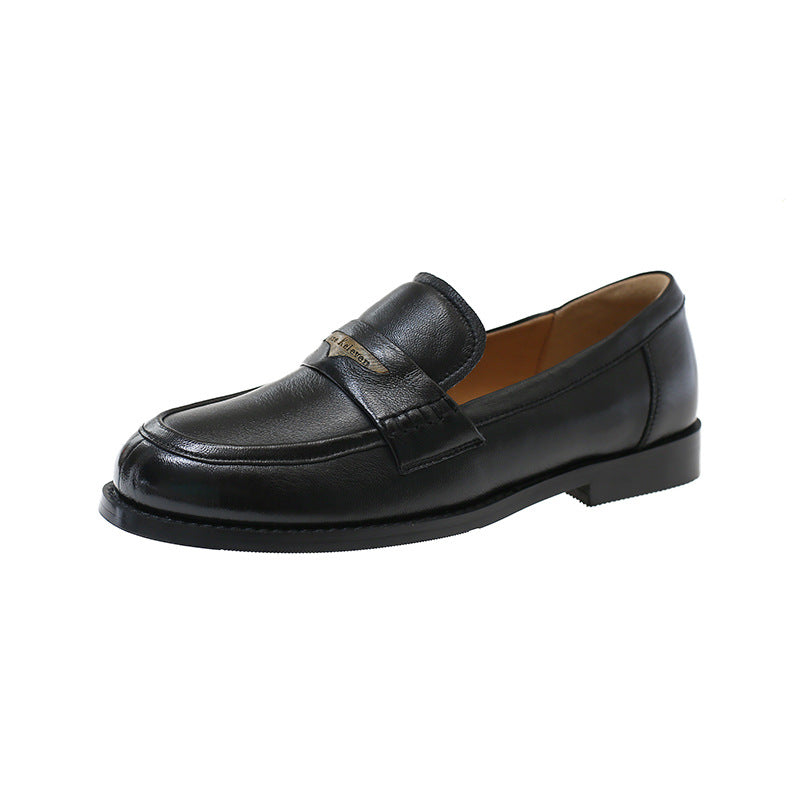Women's Seagull Slip-on Sheepskin Black Genuine For Loafers