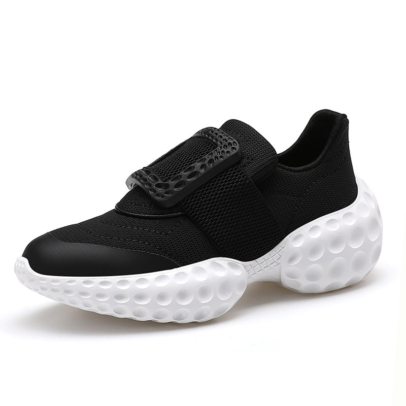 Women's Rhinestone Square Buckle Dad Platform Heightened Sneakers